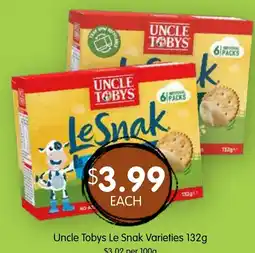 Spudshed Uncle Tobys Le Snak Varieties offer
