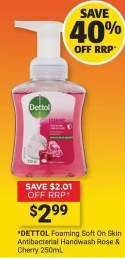 Cincotta Chemist Dettol Foaming Soft On Skin Antibacterial Handwash Rose & Cherry offer