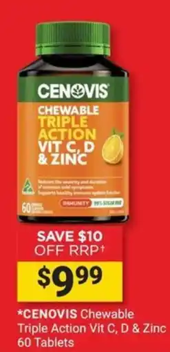 Cincotta Chemist Cenovis Chewable Triple Action Vit C, D & Zinc offer