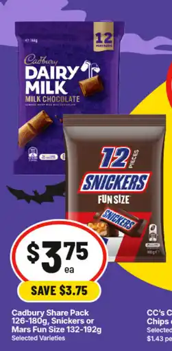 IGA Cadbury Share Pack Snickers or Mars Fun Size offer