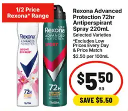 IGA Rexona Advanced Protection Antiperspirant Spray offer