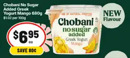IGA Chobani no sugar added Greek Yogurt Mango offer