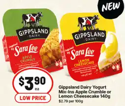 IGA Gippsland Dairy Yogurt Mix-Ins Apple Crumble or Lemon Cheesecake offer