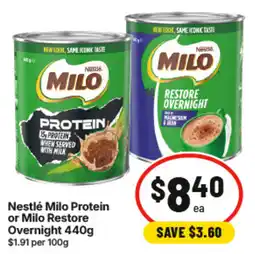 IGA Nestlé Milo Protein or Milo Restore Overnight offer