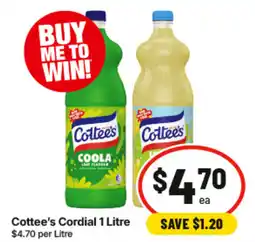 IGA Cottee's Cordial offer