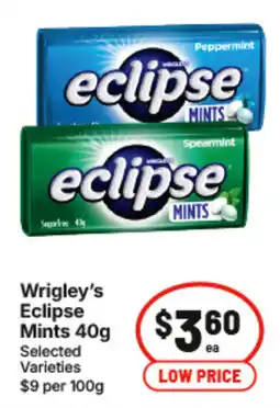 IGA Wrigley's Eclipse Mints Selected Varieties offer