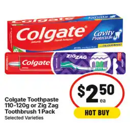 IGA Colgate Toothpaste Zig Zag Toothbrush 1 Pack offer