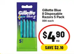 IGA Gillette Blue II Disposable Razors offer