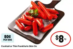 IGA Cocktail or Thin Frankfurts Skin On offer