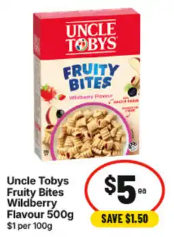 IGA Uncle Tobys Fruity Bites Wildberry offer