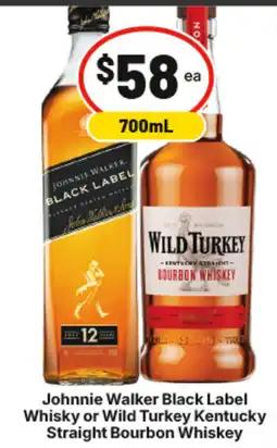 IGA Johnnie Walker Black Label Whisky or Wild Turkey Kentucky Straight Bourbon Whiskey offer