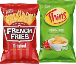 IGA French Fries 175g or Thins Chips 150‑175g Selected Varieties offer
