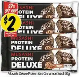 NQR Musashi Deluxe Protein Bars Cinnamon Scroll offer