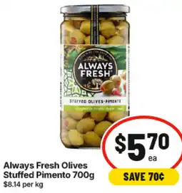 IGA Always Fresh Stuffed Pimento Olives offer