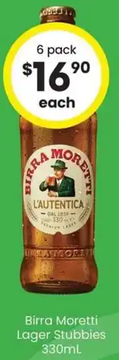 The Bottle O Birra Moretti Lager Stubbies offer
