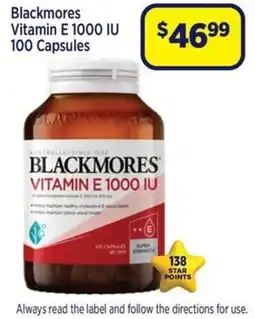 Star Discount Chemist Blackmores Vitamin E 1000 IU offer