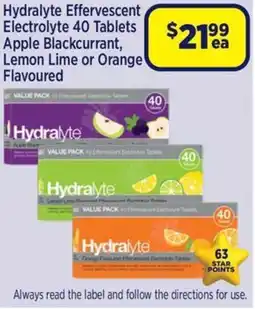 Star Discount Chemist Hydralyte Effervescent Electrolyte 40 Tablets offer