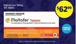 Star Discount Chemist Maltofer Iron 100mg Tablets offer