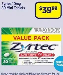 Star Discount Chemist Zyrtec 10mg 80 Mini Tablets offer