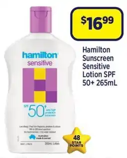 Star Discount Chemist Hamilton Sensitive Sunscreen Lotion offer