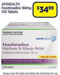 Star Discount Chemist Apohealth Fexofenadine Hayfever & Allergy Relief offer