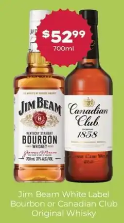 Thirsty Camel Jim Beam White Label Bourbon or Canadian Club Original Whisky offer
