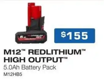 M12 REDLITHIUM HIGH OUTPUT 5.0Ah Battery Pack