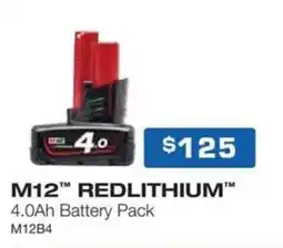 Burson Auto Parts M12 REDLITHIUM 4.0Ah Battery Pack offer
