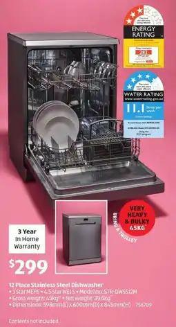 ALDI 12 Place Stainless Steel Dishwasher offer