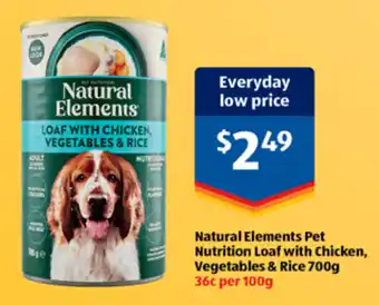 Natural Elements Pet Nutrition Loaf with Chicken, Vegetables & Rice