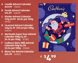 ALDI Cadbury Dairy Milk Advent Calendar offer