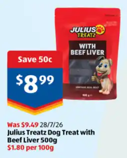 ALDI Julius Treatz Dog Treat with Beef Liver offer