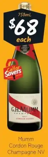 Cellarbrations Mumm Cordon Rouge Champagne NV offer