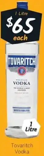 Cellarbrations Tovaritch Vodka offer