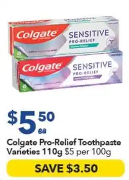 Ritchies Colgate Pro-Relief Toothpaste Varieties offer