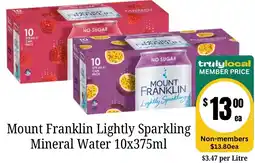 Farmer Jack's Mount Franklin Lightly Sparkling Mineral Water offer