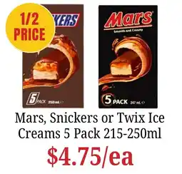 Farmer Jack's Mars, Snickers or Twix Ice Creams offer