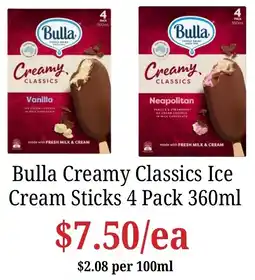 Farmer Jack's Bulla Creamy Classics Ice Cream Sticks offer