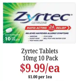 Farmer Jack's Zyrtec Tablets offer