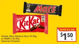 Supa Valu Nestlé, Mars Medium Bars or M&M's offer
