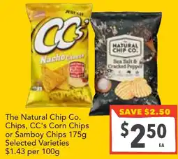 Supa Valu The Natural Chip Co. Chips, CC's Corn Chips or Samboy Chips offer