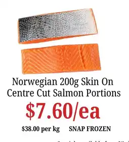 Farmer Jack's Norwegian Skin On Centre Cut Salmon Portions offer
