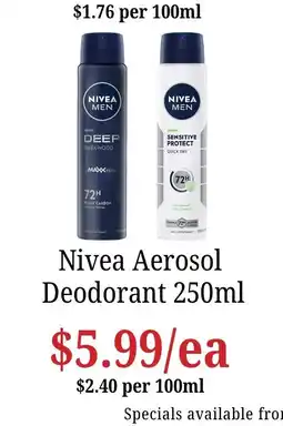 Farmer Jack's Nivea Aerosol Deodorant offer