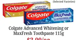Farmer Jack's Colgate Advanced Whitening or MaxFresh Toothpaste offer