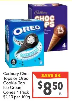 Supa Valu Cadbury Choc Tops or Oreo Cookie Top Ice Cream Cones offer