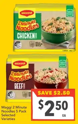 Supa Valu Maggi 2 Minute Noodles 5 Pack Selected Varieties offer