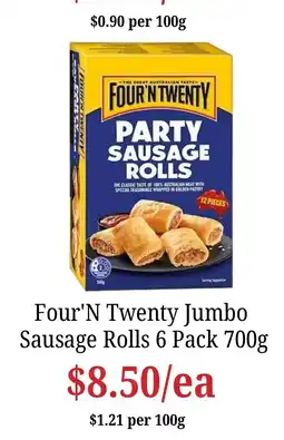 Farmer Jack's Four'n Twenty Jumbo Sausage Rolls offer