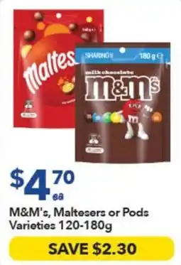 Ritchies M&M's, Maltesers or Pods Varieties offer