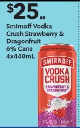 Ritchies Smirnoff Vodka Crush Strawberry & Dragonfruit offer