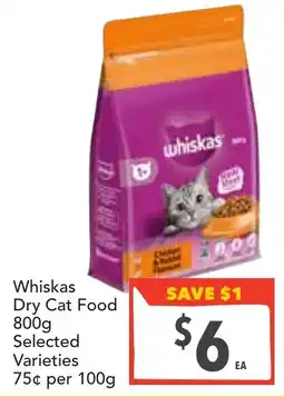 Supa Valu Whiskas Dry Cat Food Selected Varieties offer